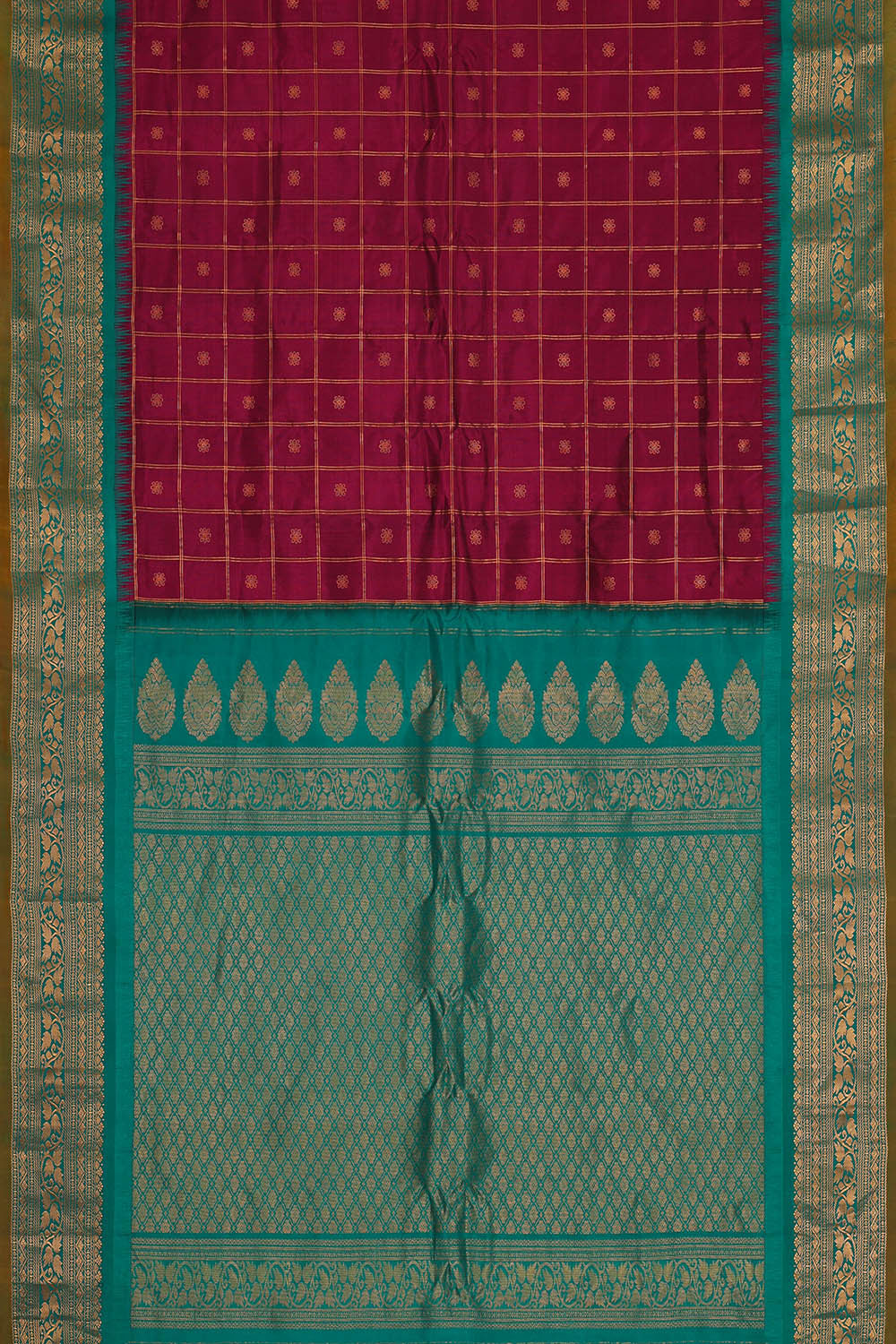 Image of Gadwal Silk Dark Red Saree
